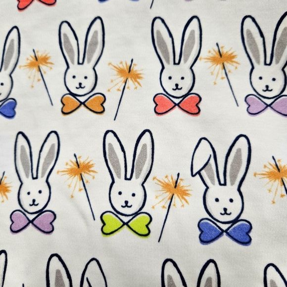 Roller Rabbit White Pajama Top with Colorful Bunny Print - Picture 2 of 4